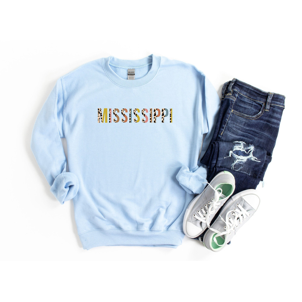 Leopard Mississippi Sweatshirt, Mississippi Sweatshirt, Mississippi State Sweatshirt, State Sweat, Home State Sweat, Mississippi Gift Sweat.jpg