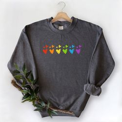 rainbow heart sweatshirt, lgbt pride month sweatshirt, pride shirt, equality sweater, colorful heart sweatshirt, gay pri