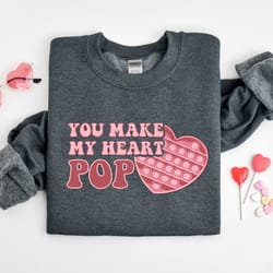 you make my heart pop, peace love pop it shirt, valentine shirt, poppin heart, valentine pop it shirt, cute valentines s