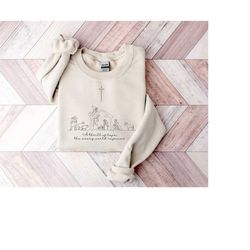 a thrill of hope nativity shirt, christmas lover shirt, christmas christian sweatshirt, christmas faith shirt, christmas