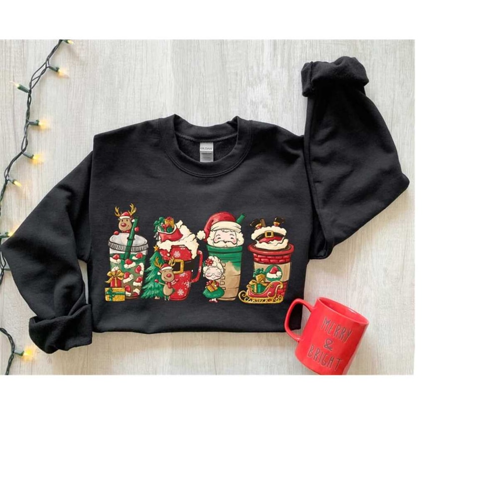 Christmas Santa Coffee Sweatshirt, Christmas Santa Shirt, Christmas Sweatshirt, Christmas Lover Sweater, Xmas Shirt, Bel.jpg