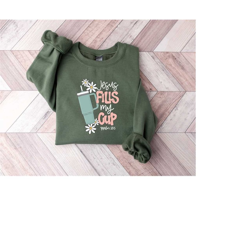 Christmas Sweatshirt, Jesus Fills My Cup, Christmas Jesus Shirt, Christmas Faith Sweatshirt, Christmas Christian Gift, C.jpg