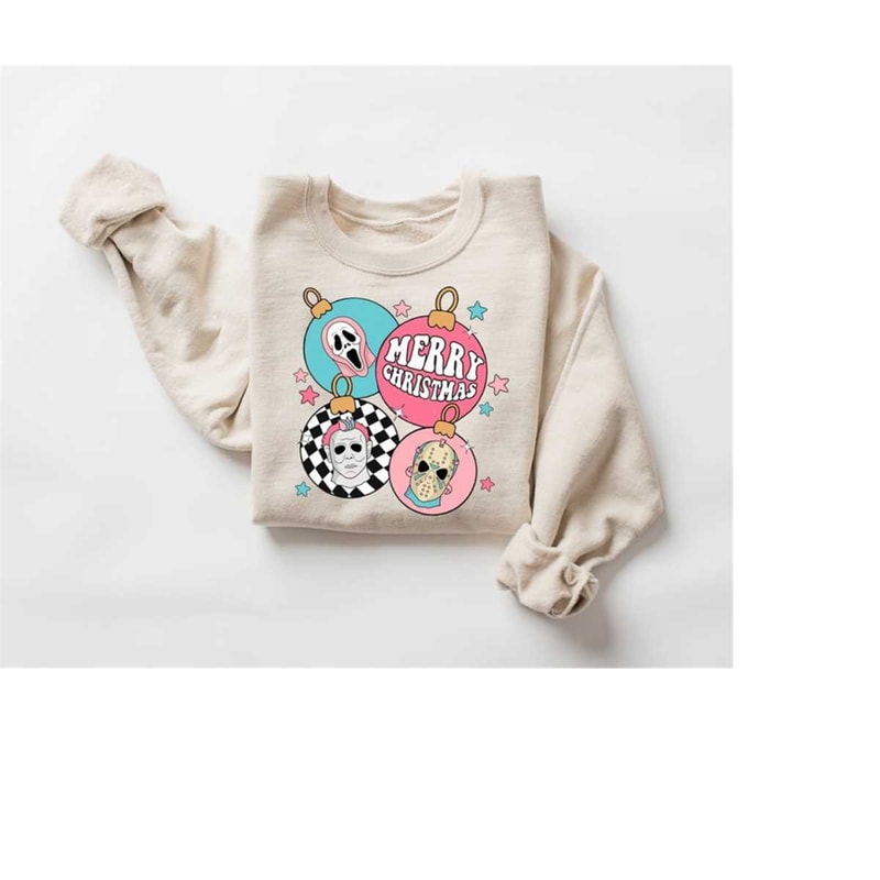 Horror Characters Christmas Shirt, Scary Christmas Sweatshirt, Merry Creepmas, Horror Xmas Party, Horror Movie Gift Tee,.jpg