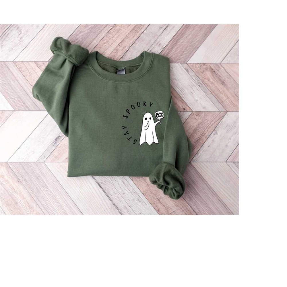 Stay Spooky Shirt, Minimal Halloween Shirt, Ghost Pocket Shirt, Skeleton Shirt, Halloween 2023 t-shirt, Halloween Spooky.jpg