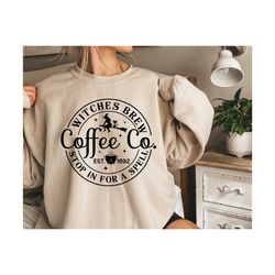 witches brew sweatshirt, halloween sweatshirt, funny coffee co crewneck sweatshirt, halloween witches pullover sweater,f