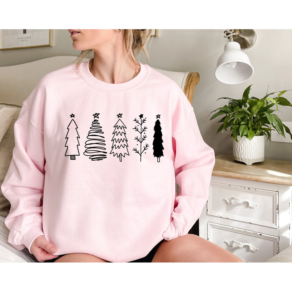 Christmas Trees Sweatshirt, Women's Holiday Top, Christmas Fashion, Women's Festive Clothing, Christmas Celebration Top.jpg