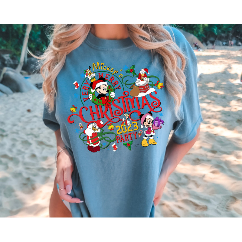 Comfort Colors® Mickey'S Very Merry Christmas Party 2023 Shirt, Disney Santa Mickey And Minnie Xmas Tee, Xmas Holiday T-Shirt,Wdw Disneyland.jpg