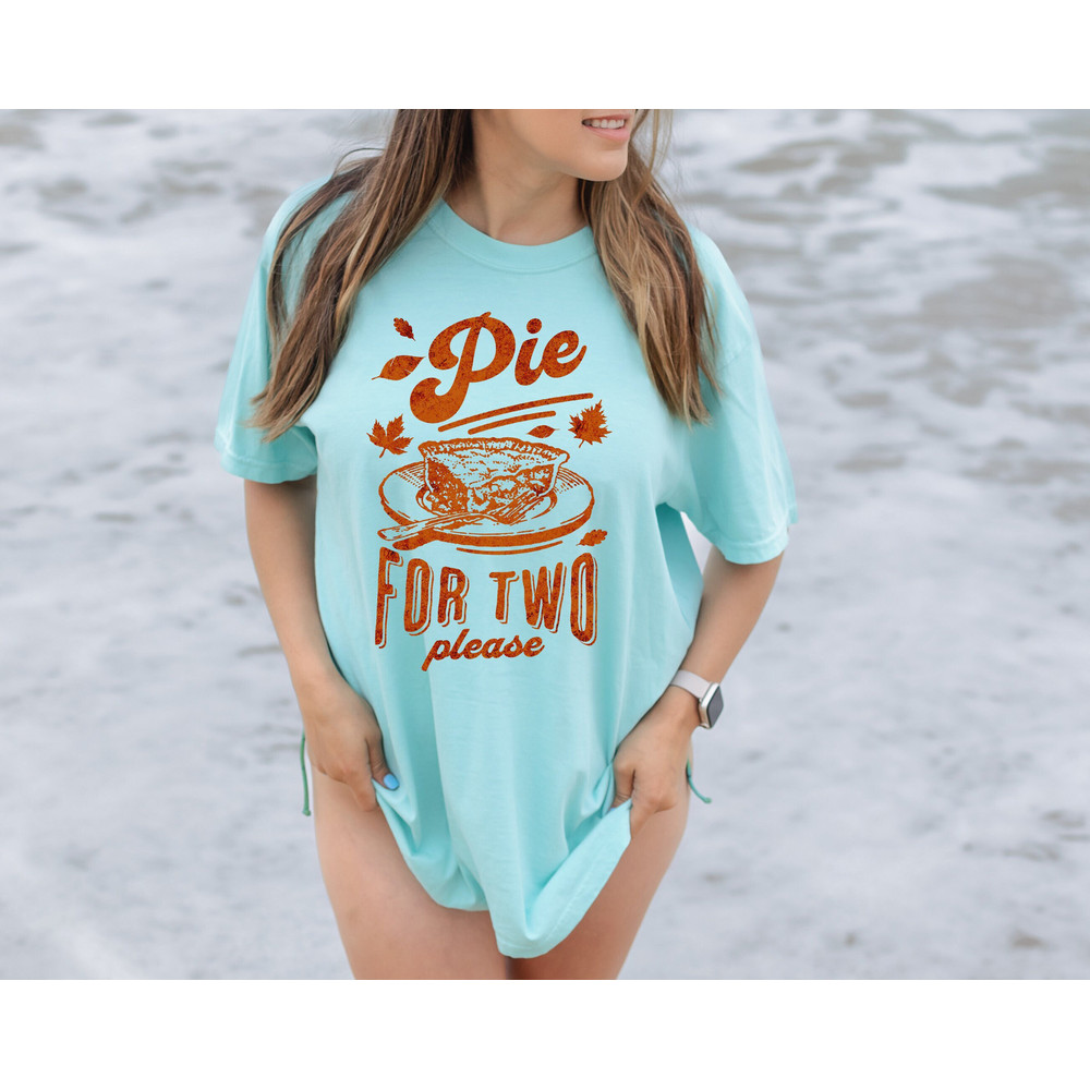 Comfort Colors® Pumpkin Pie For Two Please Shirt, Thanksgiving Pregnancy Reveal, Pregnancy Announcement, Pregnant Thanksgiving shirt.jpg