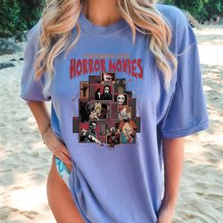comfort colors retro horror movies shirt, halloween shirt, vintage 90s halloween movies, family holiday spooky shirt