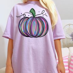 comfort colors watercolor pumpkin t-shirt, colorful pumpkin shirt, watercolor pumpkins, autumn shirt, cute fall shirt, g