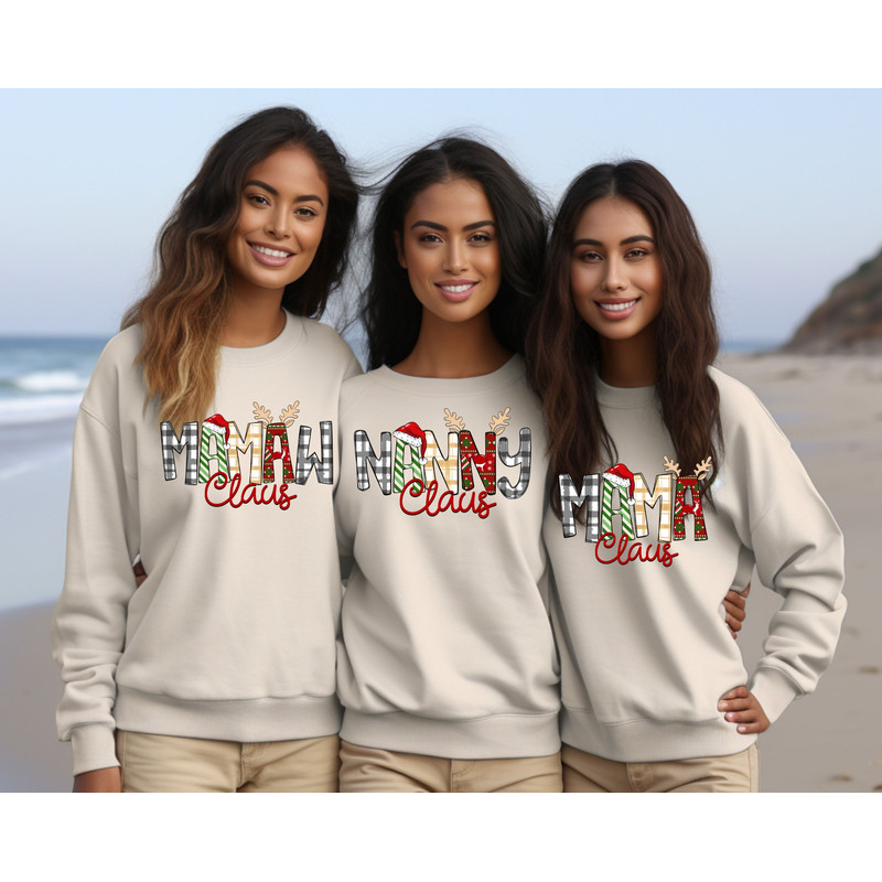 Custom Family Claus Sweatshirt, Custom Gigi Claus Sweatshirt, Christmas Grandma Claus Sweatshirt, Custom Nana And Grandkids Sweatshirt.jpg