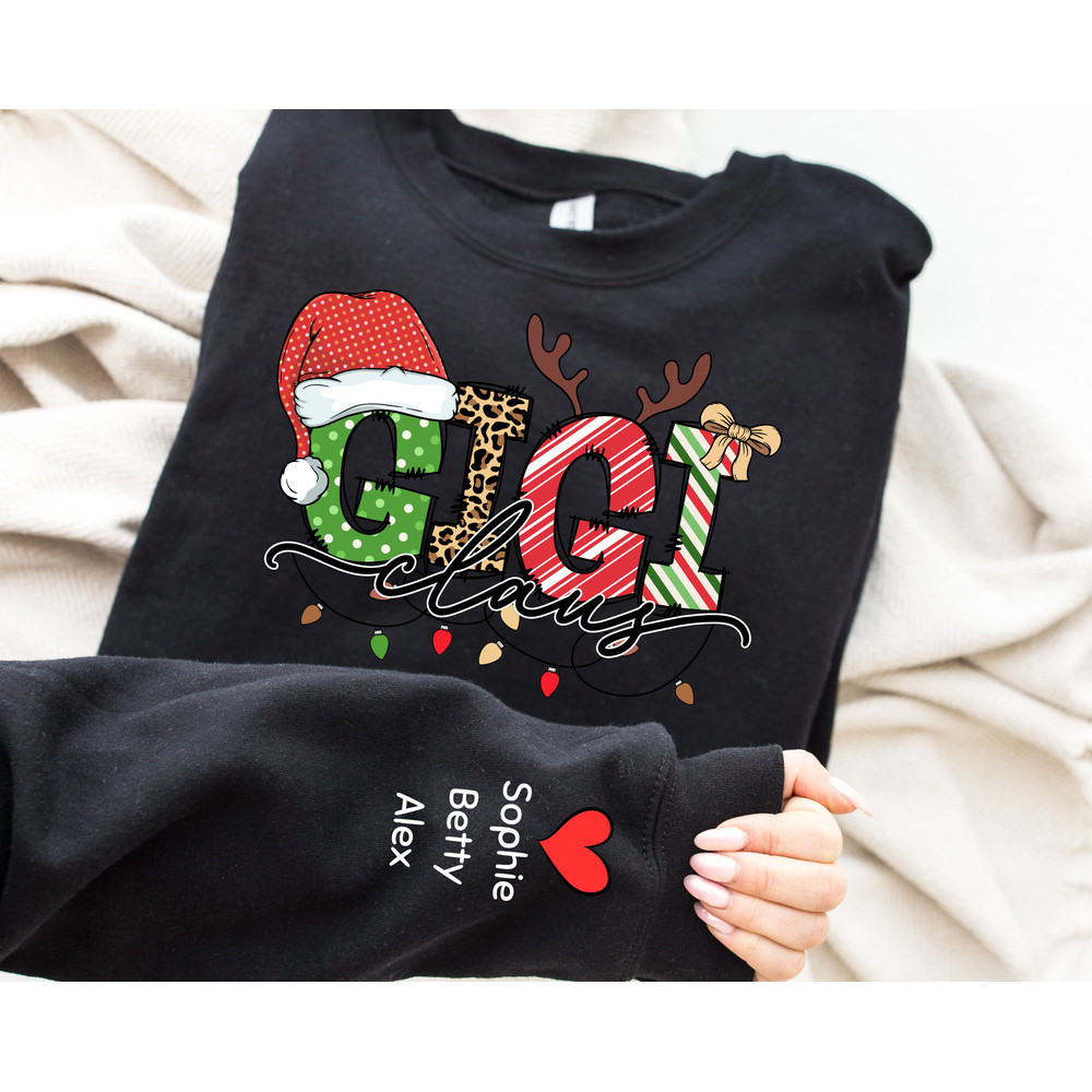 Custom Gigi Claus Sweatshirt, Christmas Grandma Claus Sweatshirt, Grandma Sweater, Custom Nana And Grandkids Sweatshirt, Gifts For Nana Gigi.jpg