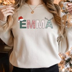 Custom Name Christmas Sweatshirts, Christmas Gifts, Christmas Crew Sweatshirt, Family Photo Christmas Pajamas, Christmas