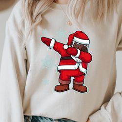 dabbing black santa claus sweatshirt, afro american sweatshirt, dab dance sweatshirt, black santa hoodie, black santa da