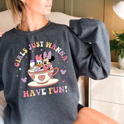 disney minnie daisy summer sweatshirt, girls just wanna have sun, disney besties hoodie, disneyworld sweatshirt,