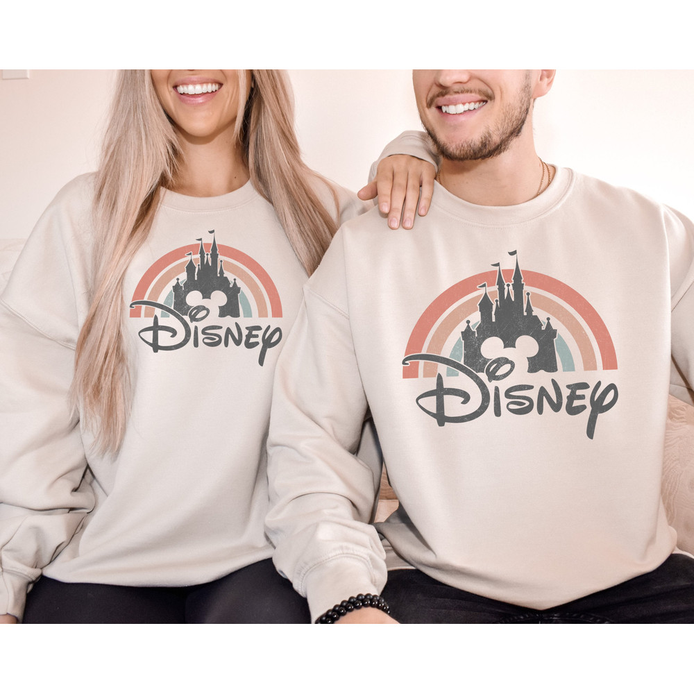 Disney Rainbow Castle Sweatshirt, Disney Vintage, Disney Family Sweatshirt, Castle Hoodie, Retro Disney Apparel, Disney Park Hoodie.jpg