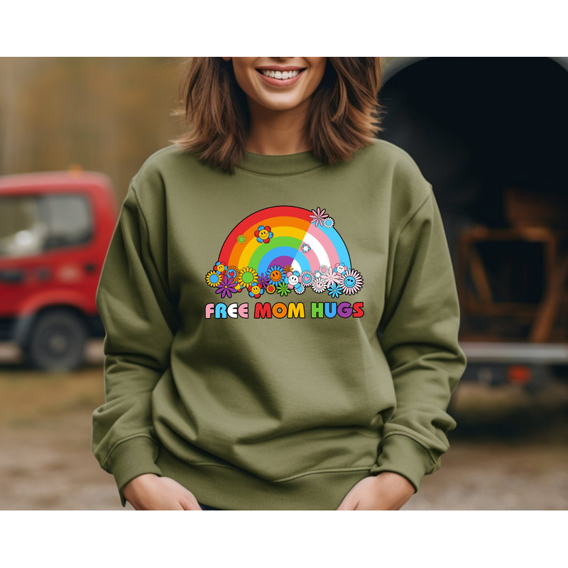 Free Mom Hugs Sweatshirt, Proud Mom Apparel, LGBTQ Support Hoodie, Love Wins Clothing, Proud Mom Hoodie, Free Hugs LGBT Sweatshirt.jpg