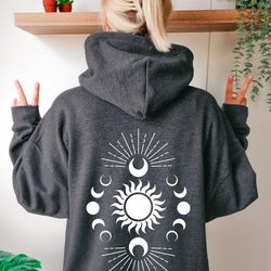 mystic moon and sun sweatshirt, celestial theme sweatshirt, moon worshiper sweatshirt, boho celestial hoodie, spiritual