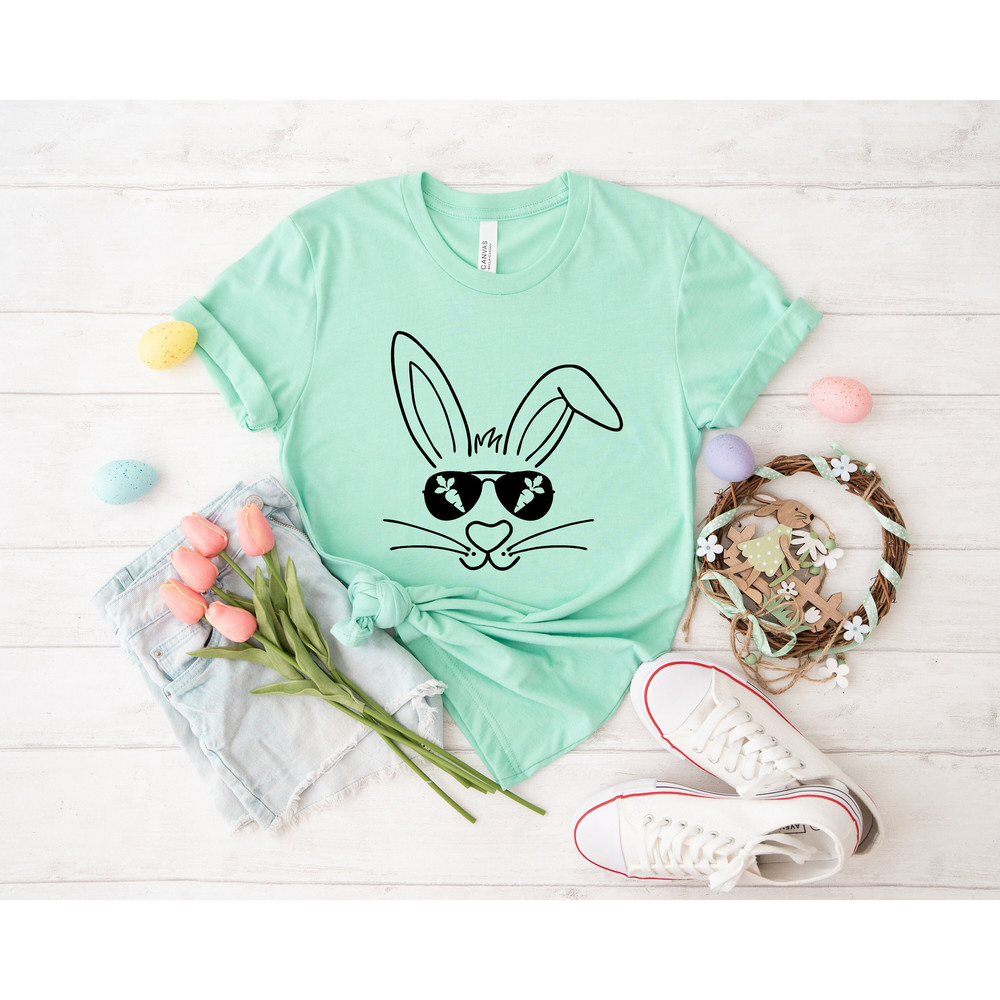 Bunny with glasses shirt, Rabbit Lover Shirt, Rabbit Lover Gift, easter shirt, bunny shirt, Cute Bunny Shirt, Easter, easter day shirt, egg.jpg