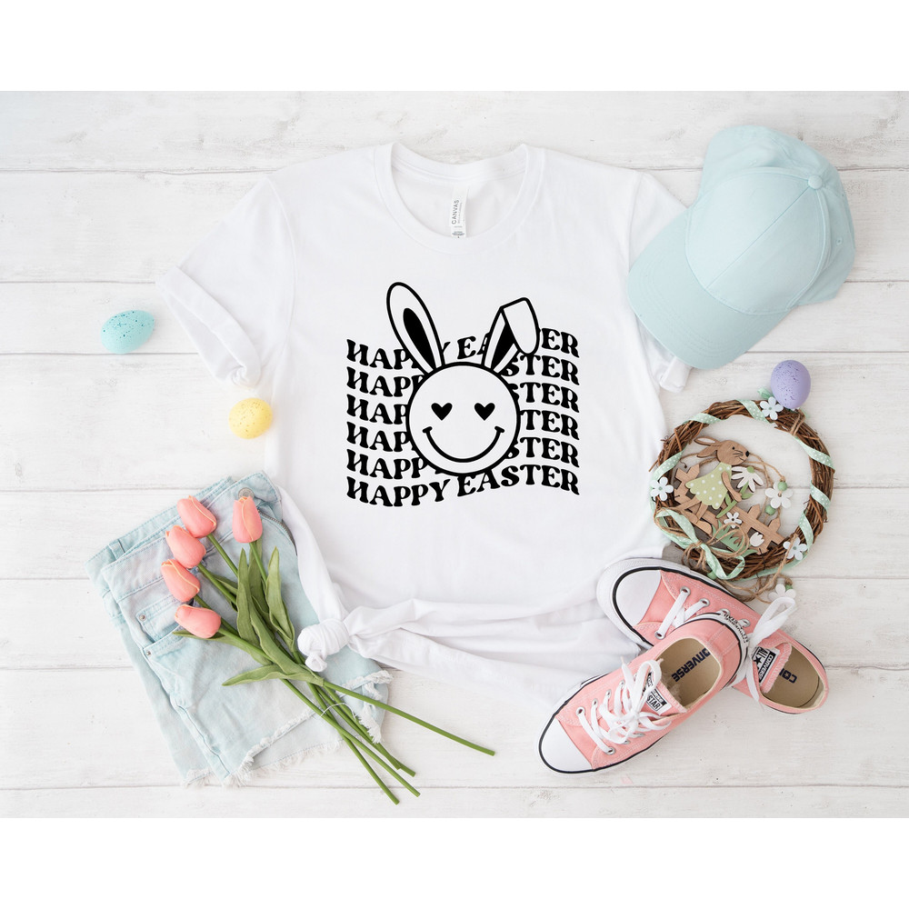 Retro Happy Easter shirt, easter shirt, easter outfit, happy easter day, bunny shirt, funny easter shirt, kids easter shirt,easter day shirt 1.jpg
