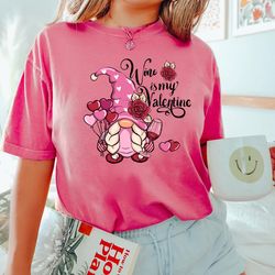 Wine is my valentine gnome shirt,  valentine shirt, valentines day shirt, couples sweaters, xoxo, gnome with hearts, Val
