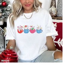 Comfort Colors Christmas Tshirt, Christmas Cats Shirt, Christmas Tee, Cats in Cups Shirt Gifts For Cat Lover, Funny Shir