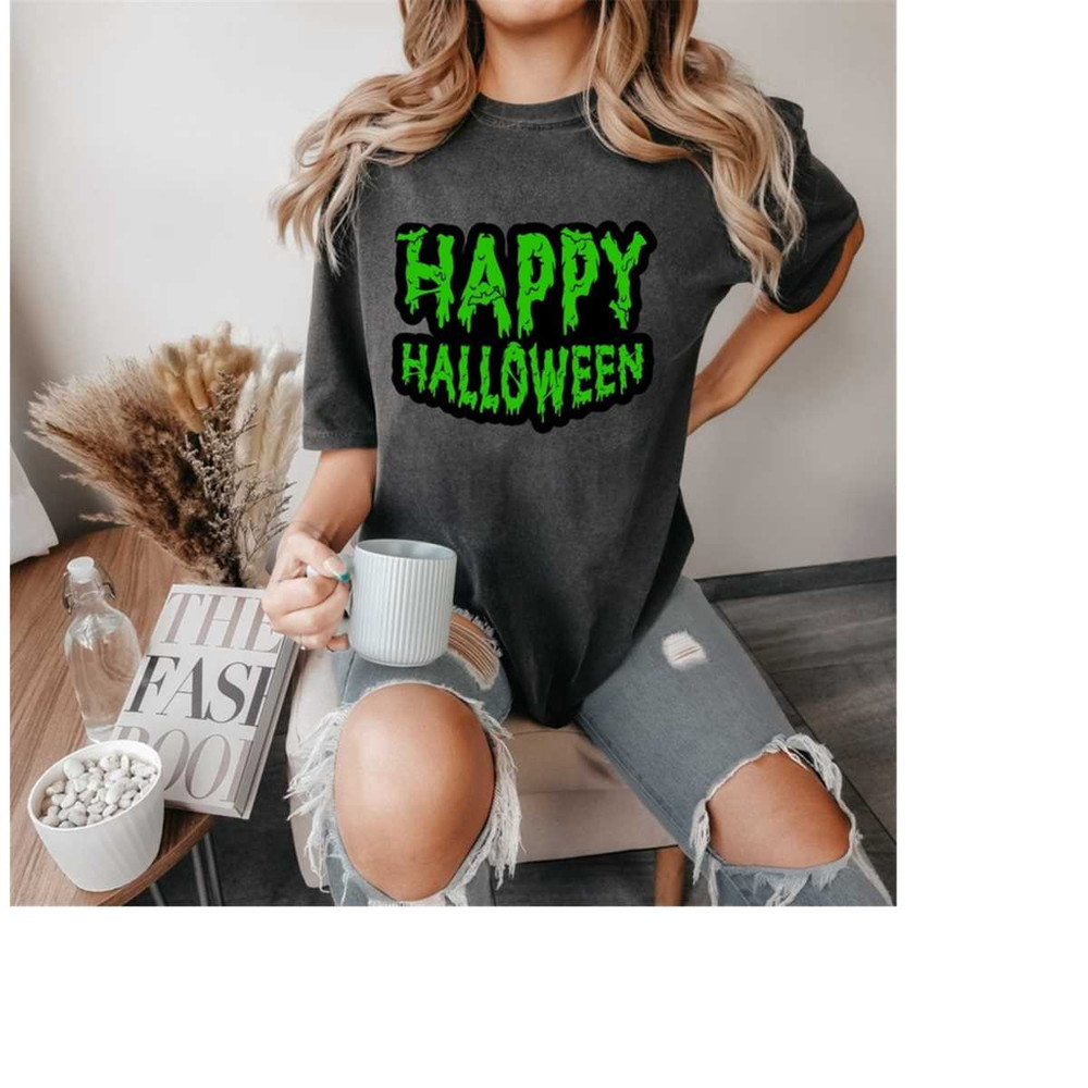 Comfort Colors Happy Halloween Shirt, Happy Halloween T-Shirt, Funny Halloween Tee, Women Halloween Shirt, Halloween Gif.jpg