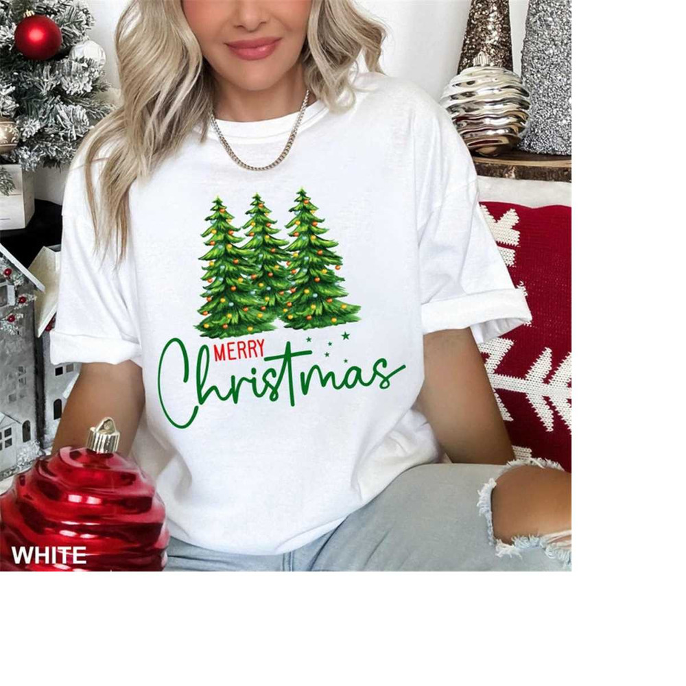 Cute Merry Christmas Shirts, Comfort Colors Christmas Tee, Spread Holiday Cheer with these Adorable Merry Christmas Tree 1.jpg