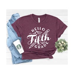 hello fifth grade shirt, school shirt, fifth grade gift, back to school shirt, 5th grade shirt, first day of to school,
