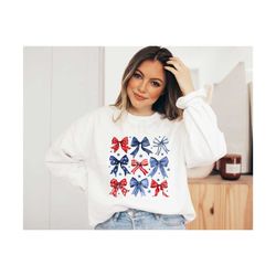 4th of july bows sweatshirt, coquette 4th of july , american flag sweater, usa hoodie, patriotic sweater, coquette bow c