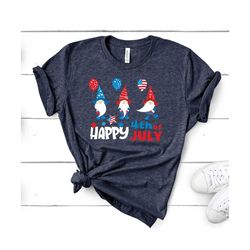 happy 4th of july, gnome shirt, black or heather navy bella canvas tee, fourth of july, 4th of july shirt, american flag