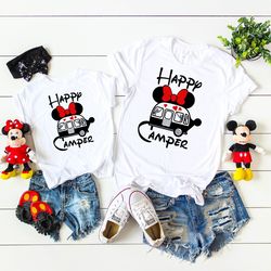 disney camper shirts,happy camper shirts,disney camping shirts,minnie and mickey mouse travel shirts,family camping shir