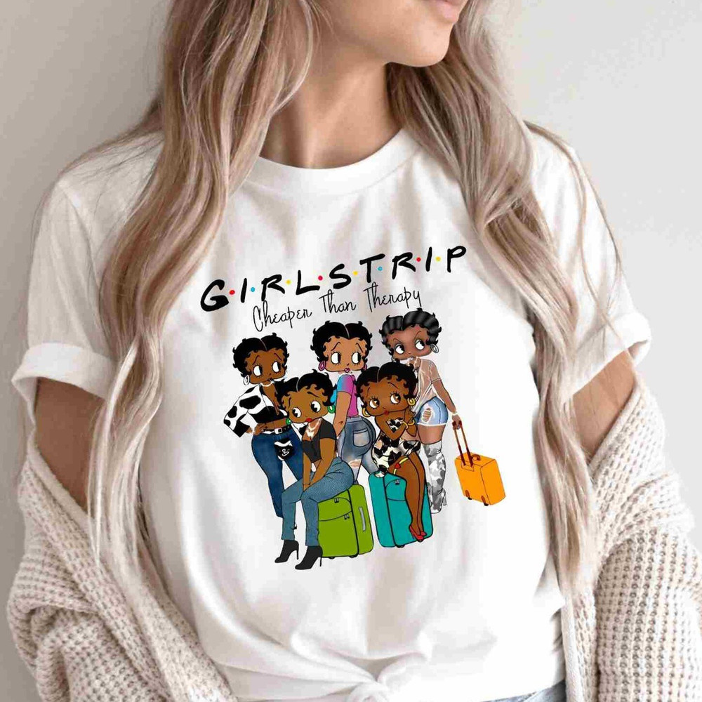 Black Girls Trip Betty Boop T-Shirt, Girls Trip Cheaper Than Therapy Black Women T-Shirt, Black Pride Tee, Black History Month Gift For Her 1.jpg