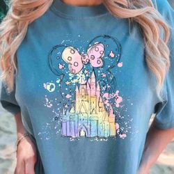 comfort colors disney watercolor castle minnie tee, disney castle shirt, disney vacation t-shirt, disneyland trip top, f