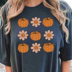 comfort colors vintage floral pumpkins t-shirt, retro pumpkin t-shirt, cute shirt for fall, halloween shirt, halloween 2