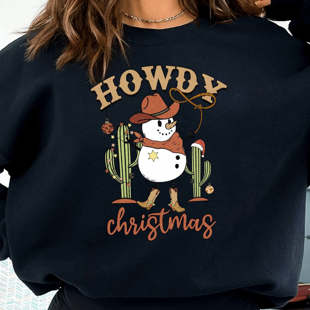 Howdy Christmas Sweatshirt, Western Christmas Sweatshirt, Christmas Outfit, Howdy t-Shirt, Cowgirl Sweatshirt, Vintage Cowboy Clothing.jpg