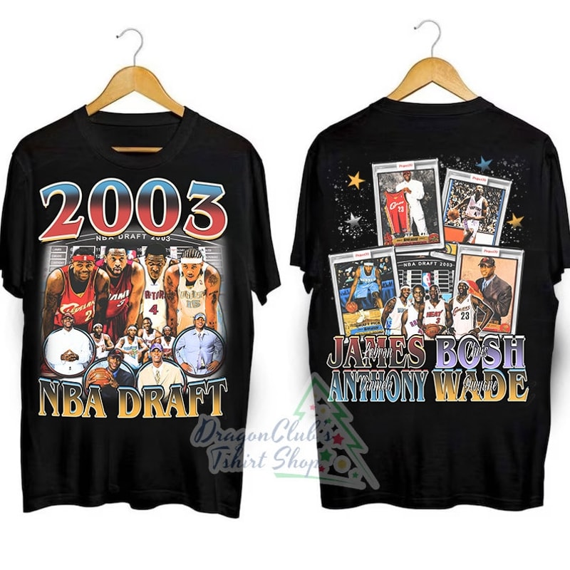 Vintage 90s Graphic Style 2003 NBA Draft T-Shirt Dwyane Wa