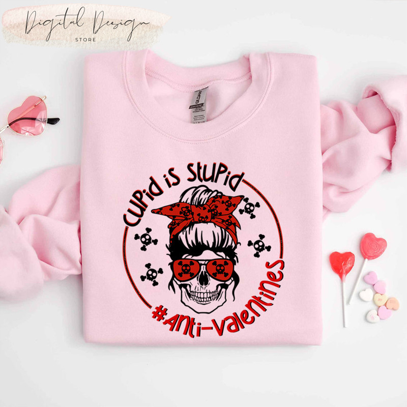 Comfort Colors Anti Valentines Day Shirt, Cupid is Stupid Shirt, Single Valentine Shirt, Skeleton Valentine Shirt, Funny Valentine Shirt.jpg