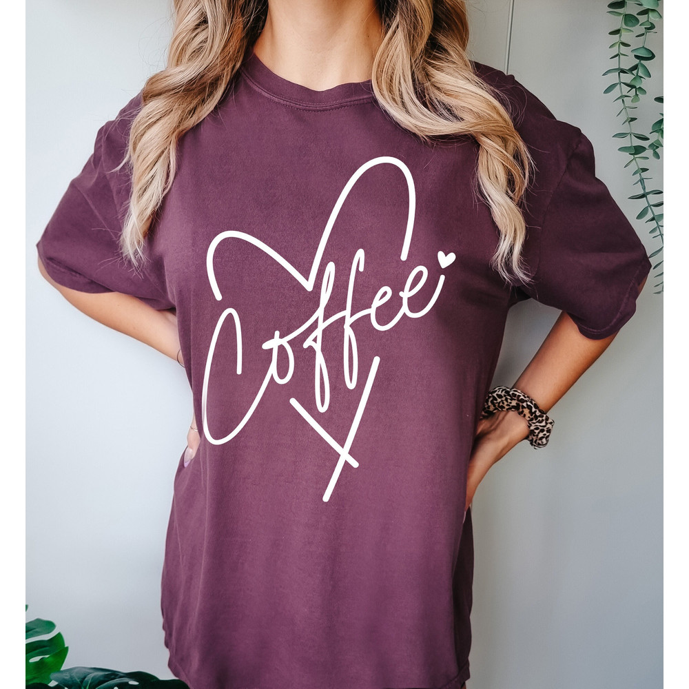 Comfort Colors® Coffee Heart Shirt, Coffee Shirt Women, Coffee Lover Gift, Coffee Lovers Gifts, Oversized Shirt.jpg