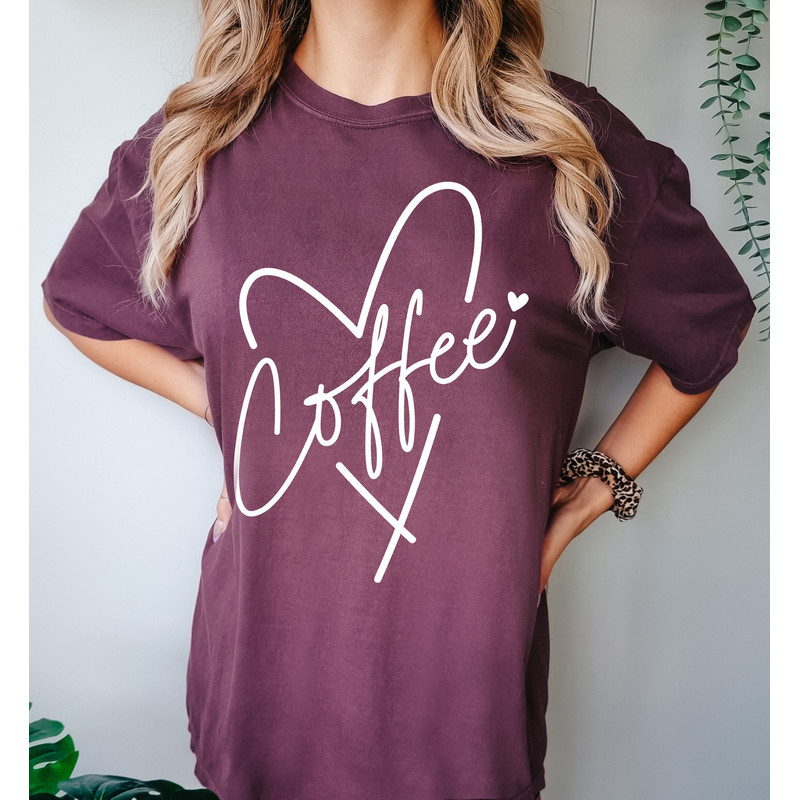 Comfort Colors® Coffee Heart Shirt, Coffee Shirt Women, Coffee Lover Gift, Coffee Lovers Gifts, Oversized Shirt.jpg