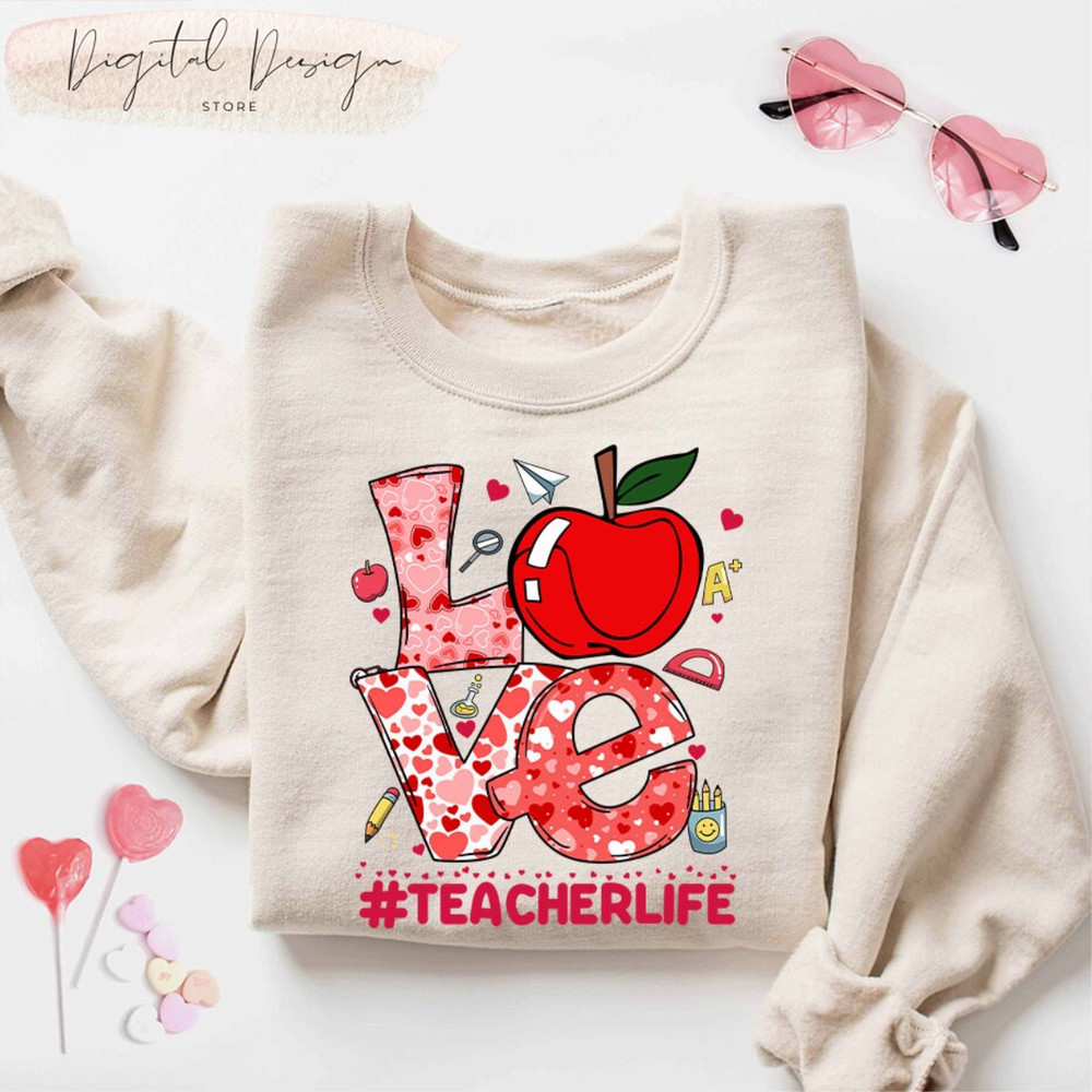Comfort Colors Teacher Valentine Shirt Teacher Valentine's Day Sweatshirt Teacher Life Shirt, Candy Hearts Teacher, Love Hearts Valentines.jpg