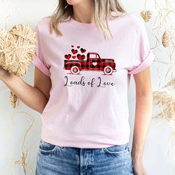 plaid print loads of love truck shirt ,valentines day shirt for woman ,heart shirt, cute valentine shirt ,funny valentin