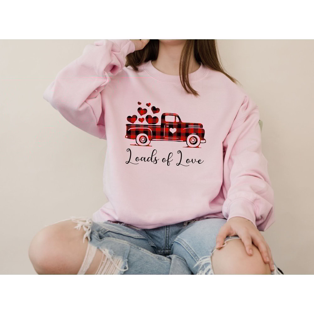 Plaid Print loads of love Truck Sweatshirt ,Valentines Day Hoodie For Woman ,Heart Shirt, Cute Valentine Shirt ,Funny Valentine Day Gift Tee.jpg