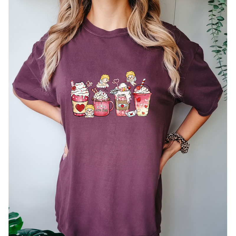Valentine Coffee Heart Comfort Colors® Shirt, Cute Valentine Gift, Love With Heart, Funny Valentine, Girlfriend Gifts, Gift for Her.jpg