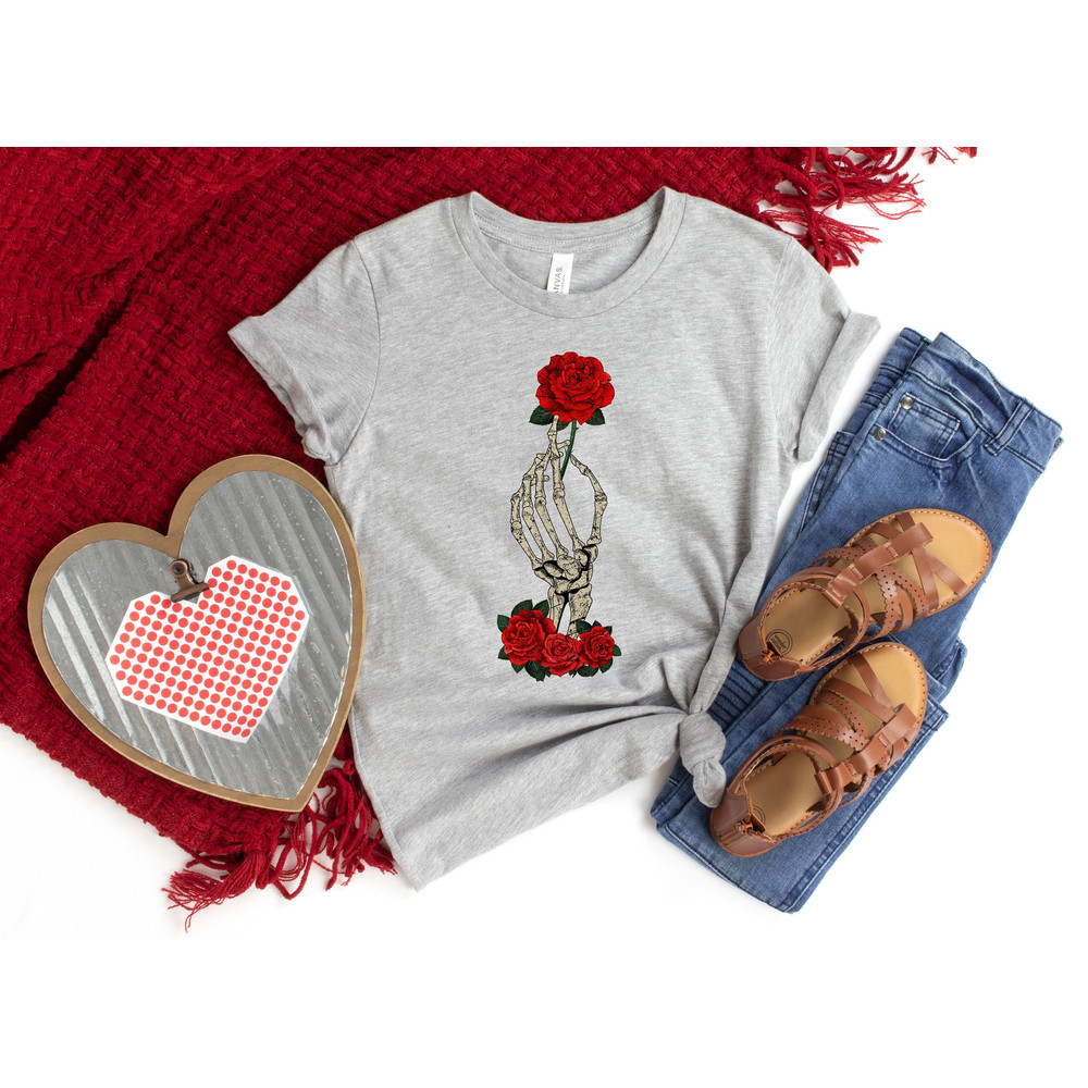 Valentine Skeleton shirt, Skeleton Rose Shirt, Rose Shirt, Skeleton Hand Red Rose Gift, Be Mine Valentine Shirt, Cool Valentines Day Shirt.jpg