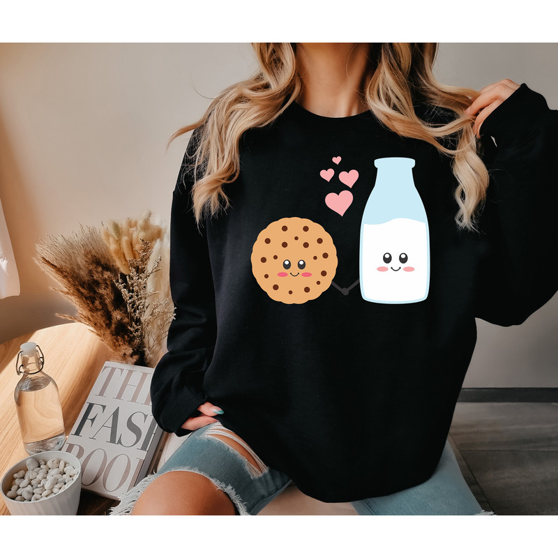 Cookie And Milk T-Shirt, Couple Matching Shirts, Funny Couple Food Matching Shirt, Valentines Matching Shirt, Valentine Cute Gift.jpg