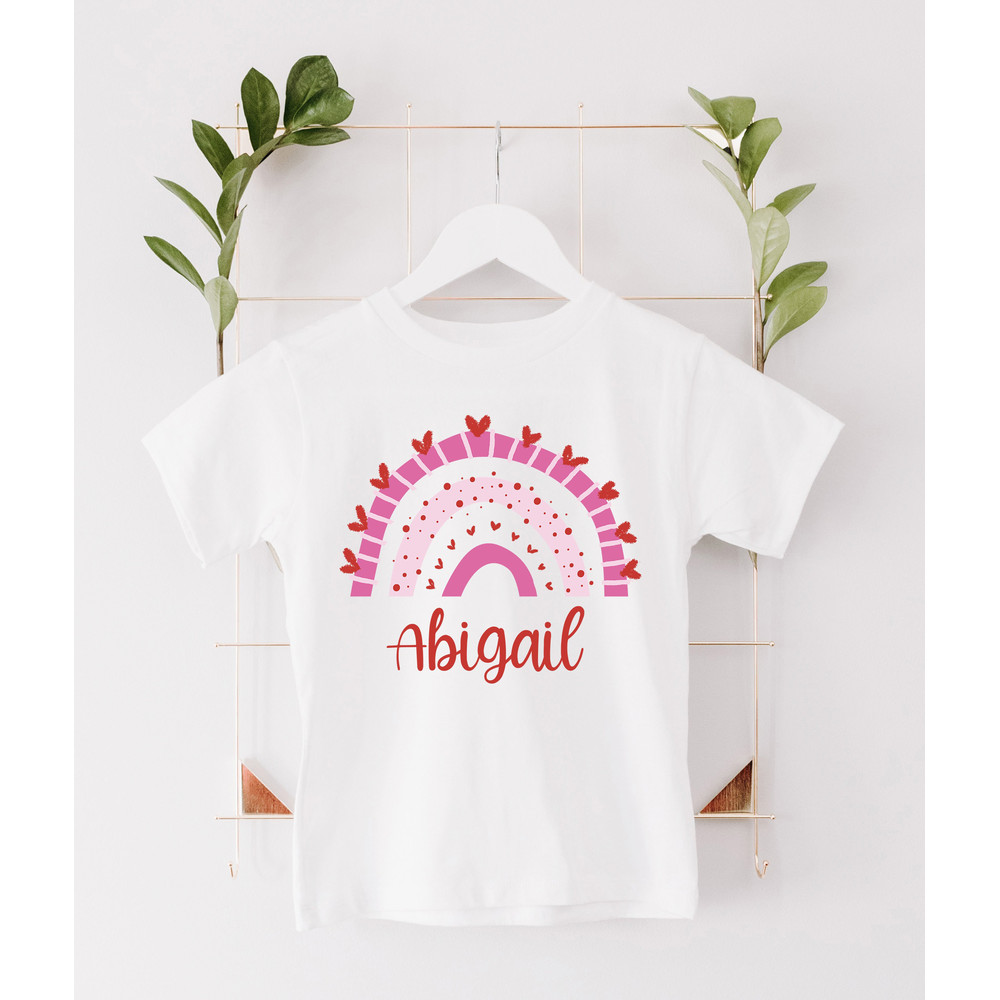 Custom Heart Rainbow Shirt, Personalized Valentine Shirt,Gift For Valentine's Day, Birthday Shirt For kids, Happy Valentine's Day Shirt.jpg