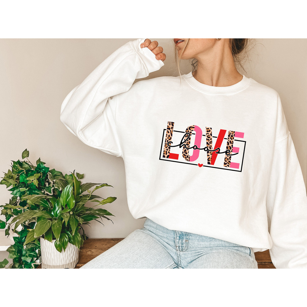 Leopard Print Love Shirt Women, Valentine's Day Gift, Gift for Girlfriend, Cute Love Shirt, Love with Heart T-shirt, Gift for Best Friend.jpg