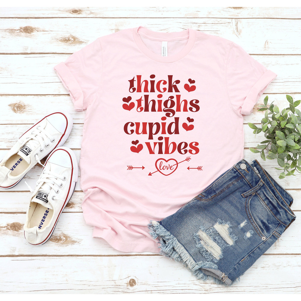 Funny Cupid Love T-shirt, Valentines Day Gift, Funny Thick Thighs Shirt, Gift for Love Tee, Humorous Shirt, Thick Thighs and Cupid Vibes Tee.jpg