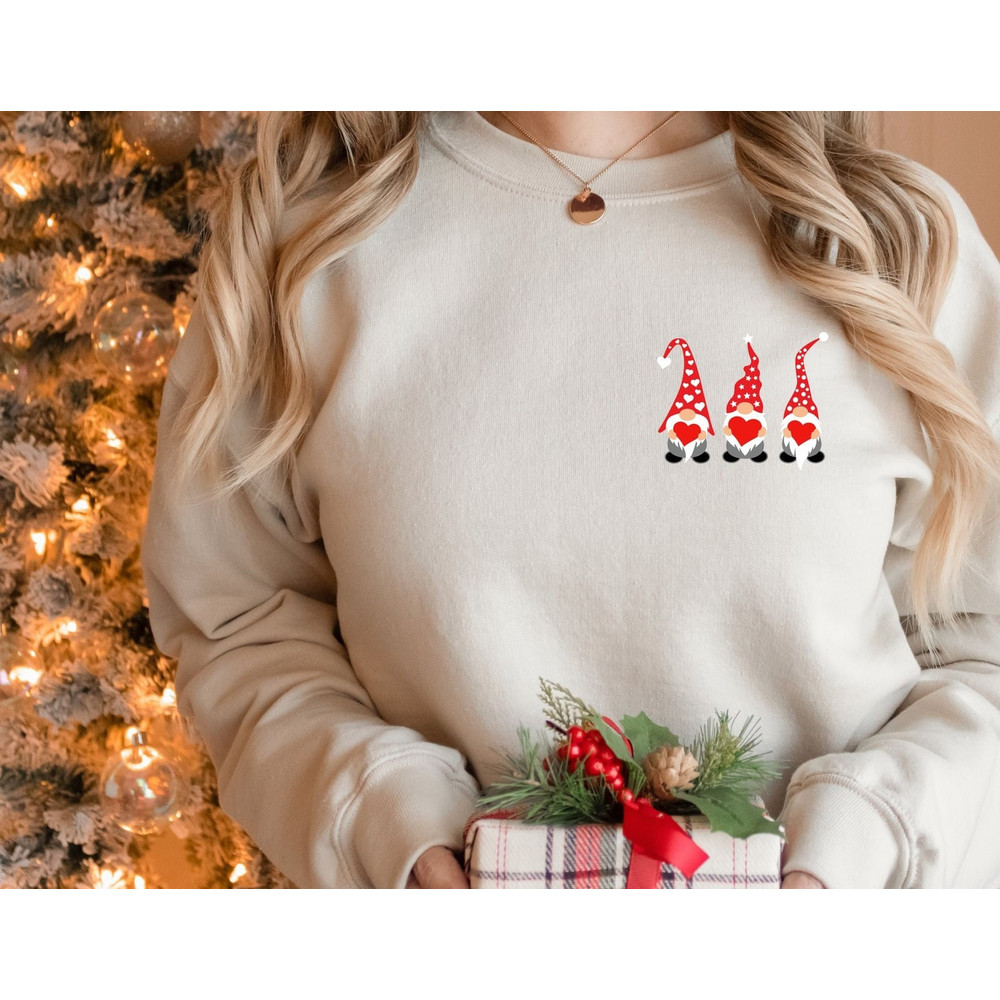 Valentine's Day Gnomes with Heart Pocket Sweatshirt, Funny Minimalist Gift for Girlfriend, Cute Happy Valentine's Day Couple Love Sweatshirt.jpg